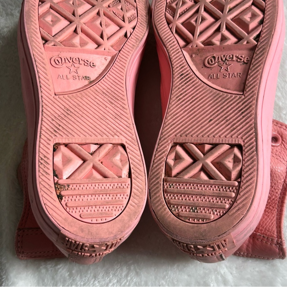 Converse All-Star Salmon Pink Leather Lace High-Tops Women’s Size 8 Unisex - Picture 9 of 10